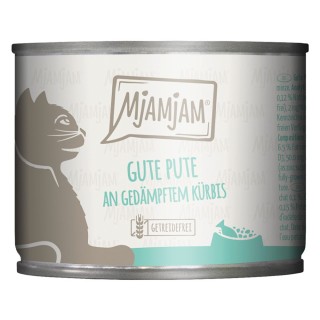 MjAMjAM Katzenfutter 6 x 200 g - gute Pute an gedämpftem Kürbis