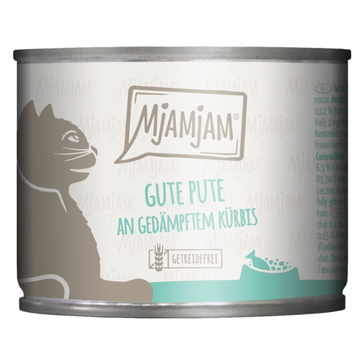 MjAMjAM Katzenfutter 6 x 200 g - gute Pute an gedämpftem Kürbis