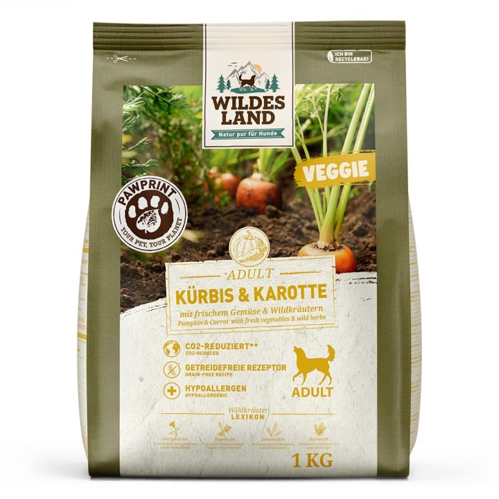Wildes Land | Kürbis & Karotte | PawPrint Veggie Adult | 1 kg