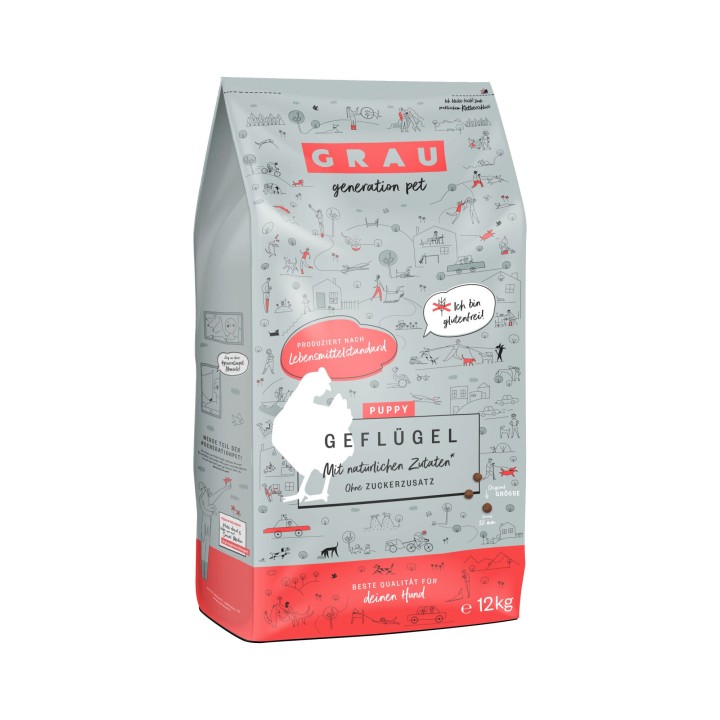 Grau Glutenfreies Hundefutter Welpe Geflügel - 3 kg