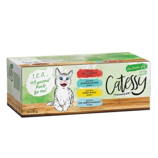 Catessy Delikatess-Häppchen mit Gemüse in Sauce Mix mit 4 Sorten - Sparpaket 48 x 85 g