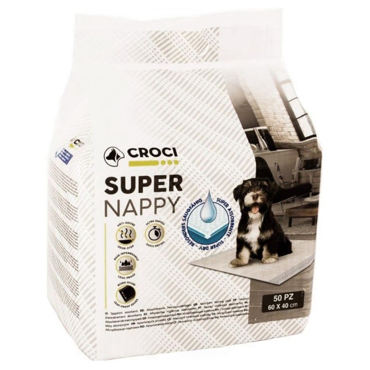 Croci Welpenunterlagen Super Nappy - L 60 x B 40 cm, 50 Stück