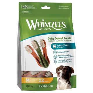 Whimzees by Wellness Toothbrush - Größe M: für mittelgroße Hunde (12-18 kg, 12 Stück)