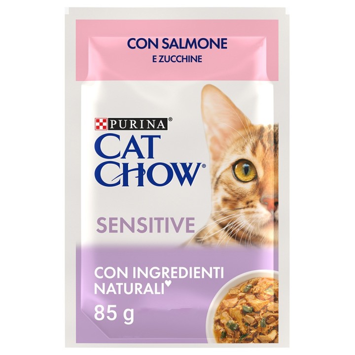 Sparpaket Cat Chow 52 x 85 g - Sensitive Lachs & Zucchini