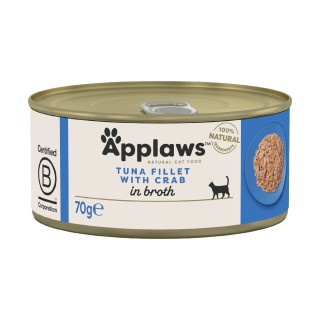 Applaws Katzenfutter - Dosen - Tuna Fillet & Crab - 24 x 70 g