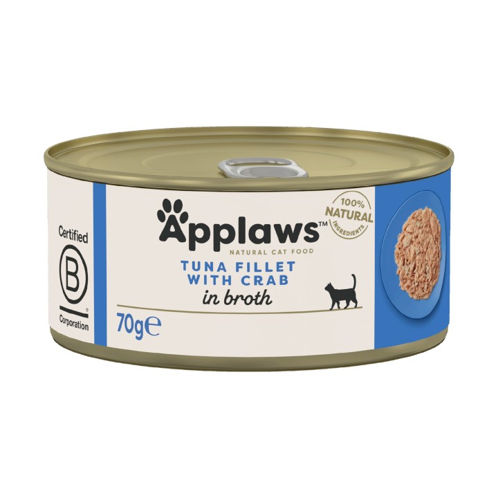 Applaws Katzenfutter - Dosen - Tuna Fillet & Crab - 24 x 70 g
