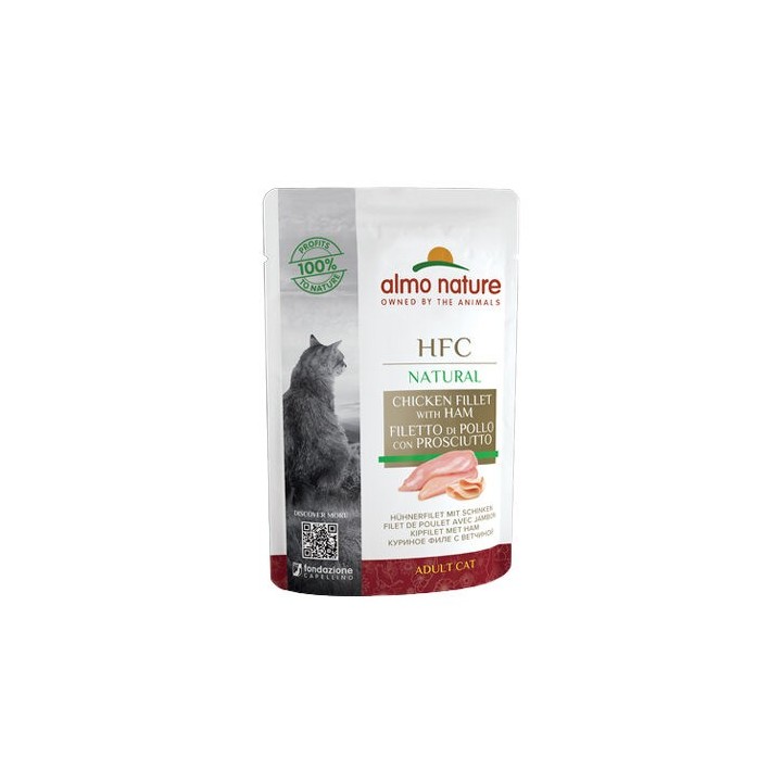 Almo Nature HFC Raw Pack Hundefutter - Frischebeutel - Huhn & Schinken - 24 x 55 g