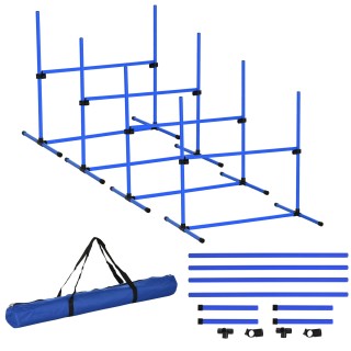 PawHut Agility-Set für Hunde 4-teilig 99x65x94 cm höhenverstellbar mit 2 Hürdenstangen 2 Slalomstangen & 4 Bodenstangen aus K