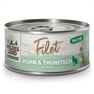 Wildes Land | Huhn & Thunfisch mit Spinat | Filet | 12 x 80 g