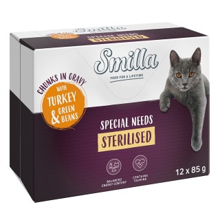 Smilla Frischebeutel Sterilised Häppchen mit Gemüse - Pute und grünen Bohnen (12 x 85 g)