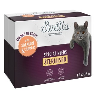 Smilla Frischebeutel Sterilised Häppchen mit Gemüse - Lachs und Karotten (12 x 85 g)