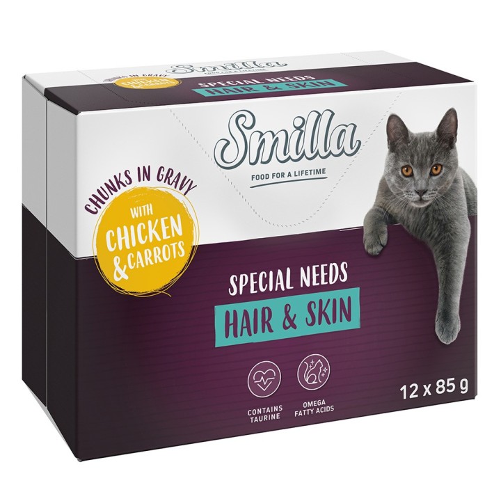 Smilla Frischebeutel Hair & Skin Häppchen mit Gemüse - Huhn und Karotten (12 x 85 g)