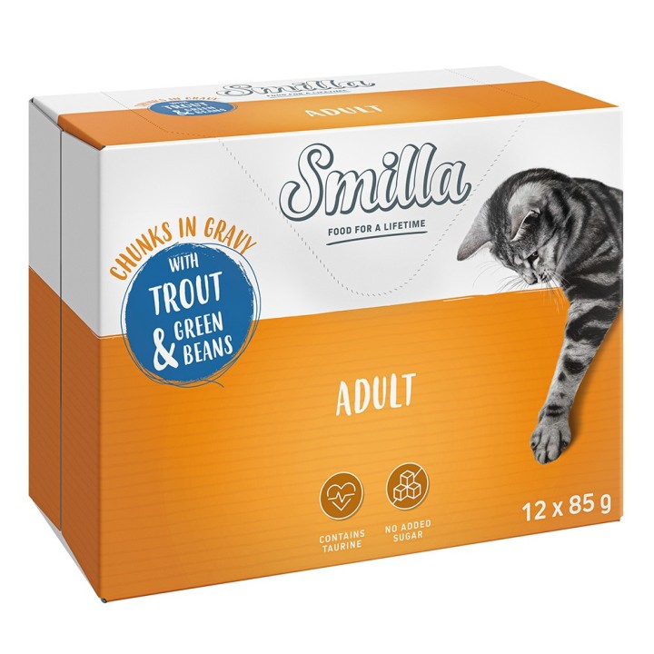 Smilla Frischebeutel Adult Häppchen mit Gemüse - Forelle und grünen Bohnen (12 x 85 g)
