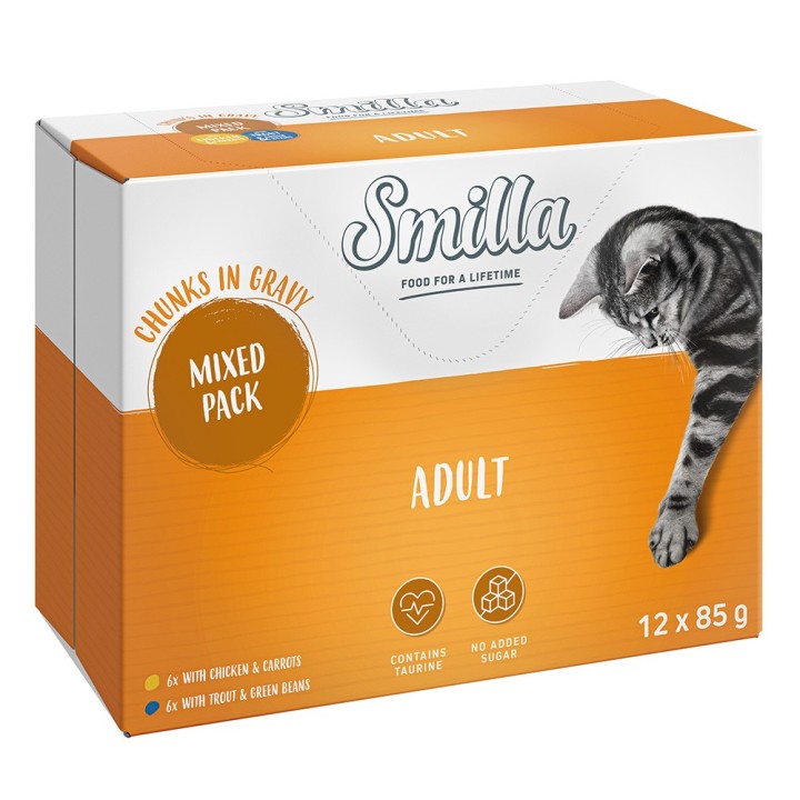 Smilla Frischebeutel Adult Häppchen mit Gemüse - Mixpaket (12 x 85 g)