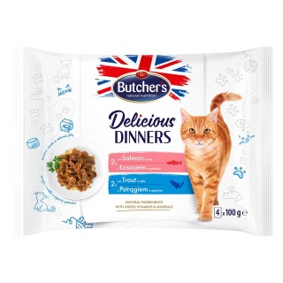 Butcher's Delicious Dinners Katze 32 x 100 g - Mix: Lachs, Forelle