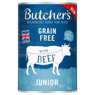Sparpaket Butcher's Original Getreidefrei für Hunde 24 x 400 g - Junior mit Rind