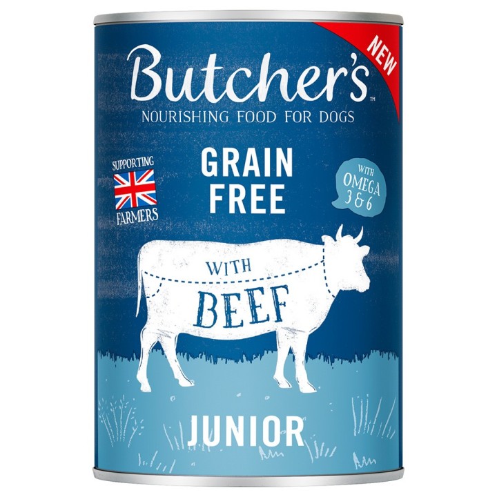 Sparpaket Butcher's Original Getreidefrei für Hunde 24 x 400 g - Junior mit Rind