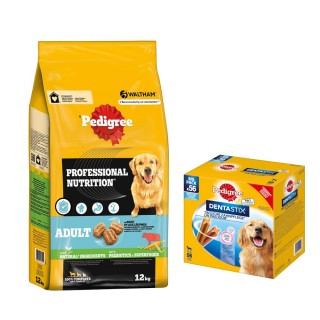 12 kg Pedigree Professional Nutrition Adult + 56 Stück Dentastix zum Sonderpreis!  - mit Rind & Gemüse + für große Hunde