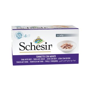 Schesir Small 6 x 50 g - Thunfisch mit Rinderfilet in Gelee