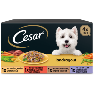 Cesar 4x150g Landküche Vielfalt in Sauce - 600 g