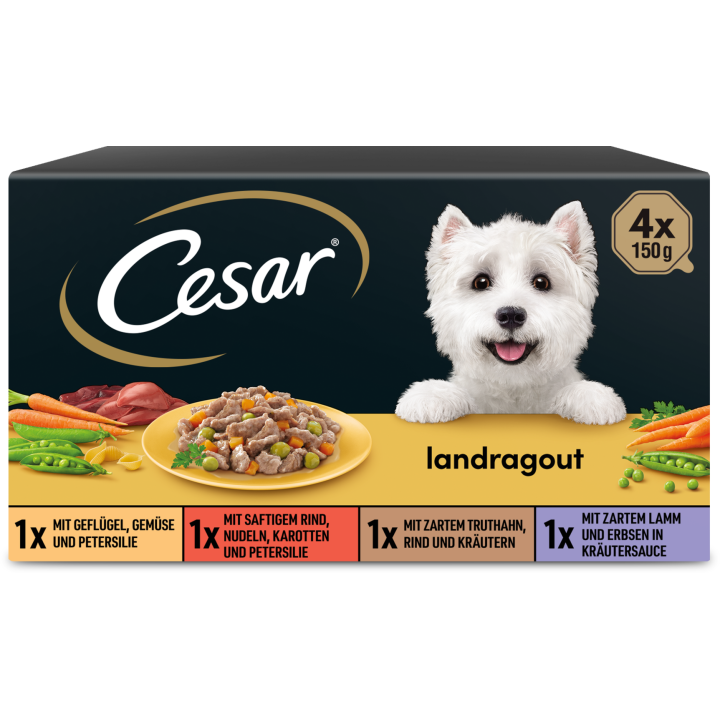 Cesar 4x150g Landküche Vielfalt in Sauce - 600 g