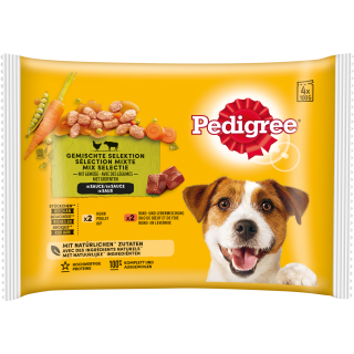 Pedigree 4-Pack Huhn & Gemüse in Sauce und Rind & Gemüse in Sauce - 400 g