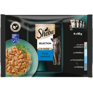 Sheba Frischebeutel Selection in Sauce Fisch Variation 4x85g - 340 g