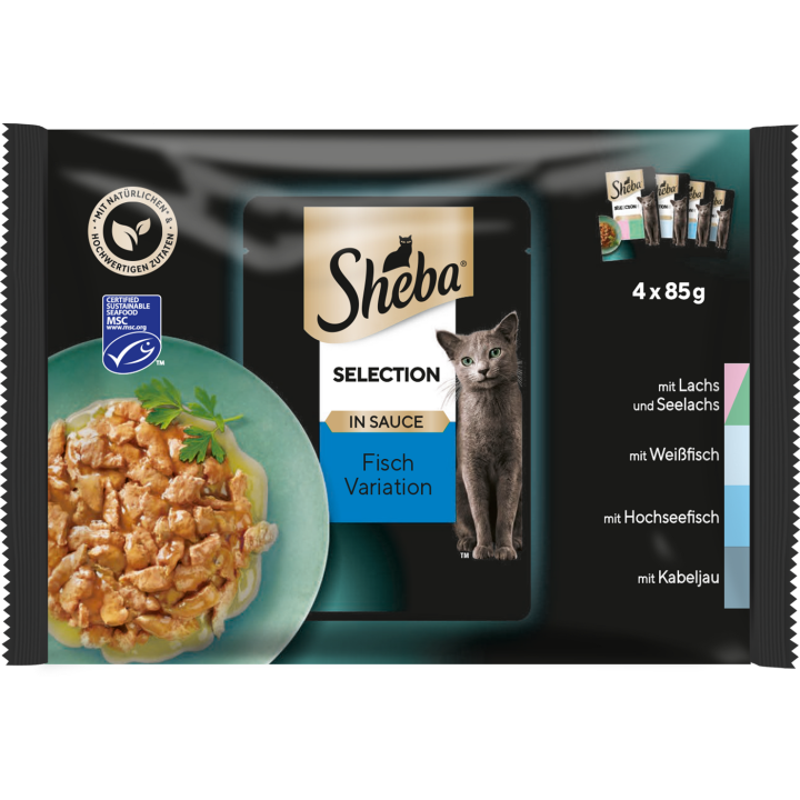 Sheba Frischebeutel Selection in Sauce Fisch Variation 4x85g - 340 g
