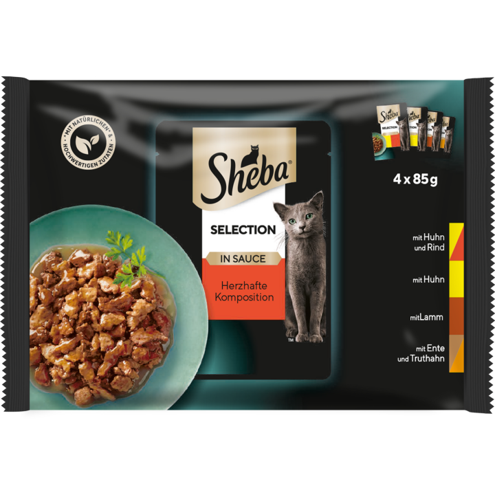 Sheba Frischebeutel Pack Selection in Sauce Herzhafte Komposition 4x85g - 340 g