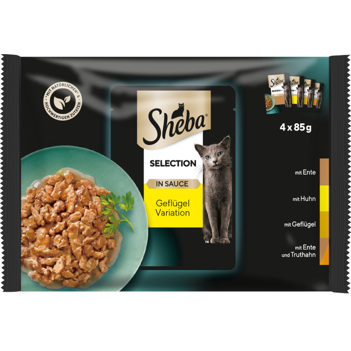 Sheba Frischebeutel Selection in Sauce Geflügel Variation 4x85g - 340 g
