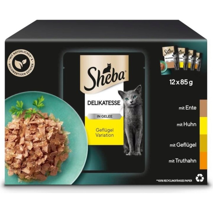 Sheba Frischebeutel Delikatesse in Gelee Geflügel Variation 12x85g - 1.020 g
