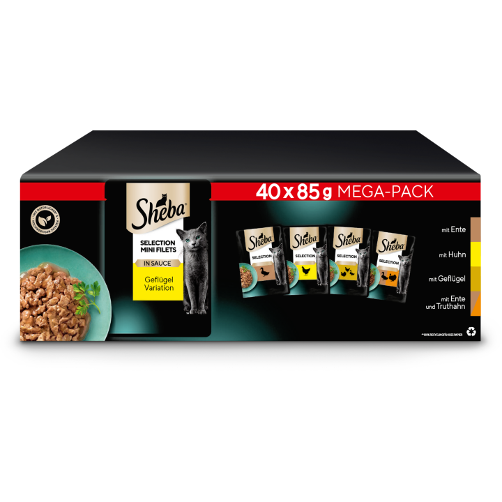 Sheba Frischebeutel Selection in Sauce Geflügel Variation 40x85g - 3.400 g