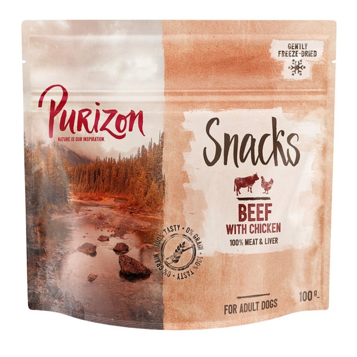 Purizon Snack Rind mit Huhn - getreidefrei - Sparpaket: 3 x 100 g