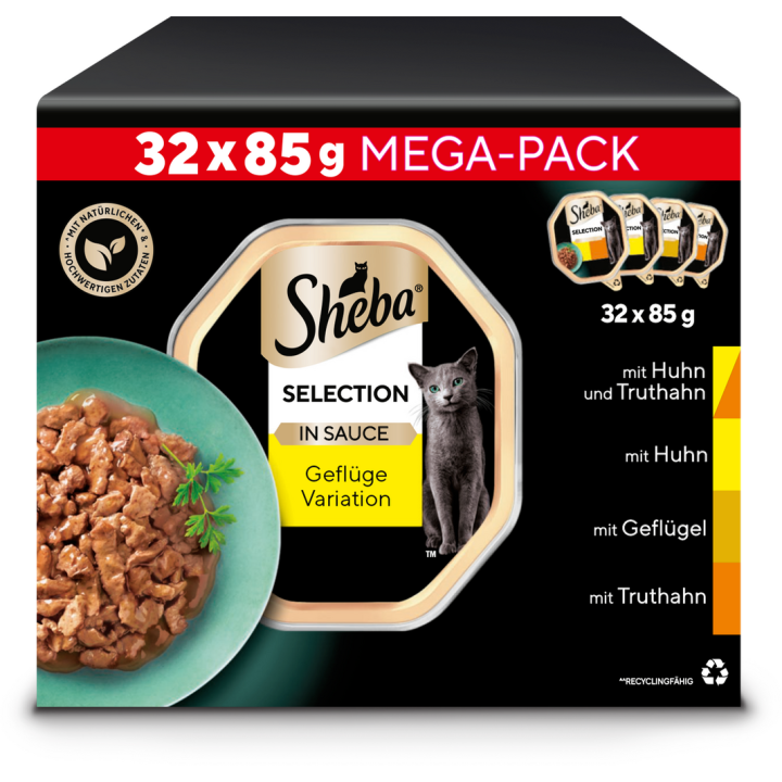 Sheba Schale Megapack Selection in Sauce Geflügel - 2.720 g