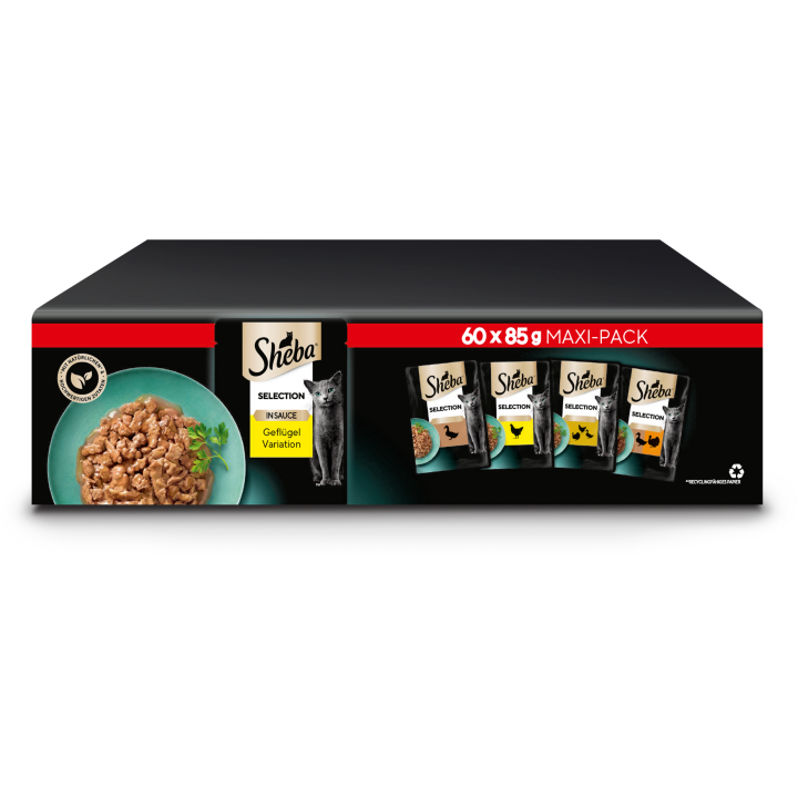 Sheba Frischebeutel 60-Pack Selection in Sauce Geflügelvariation - 5.100 g