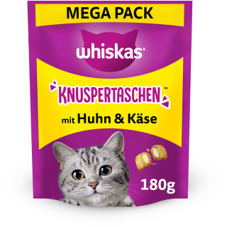 Whiskas Knuspertaschen Megapack mit Huhn und Käse - 180 g