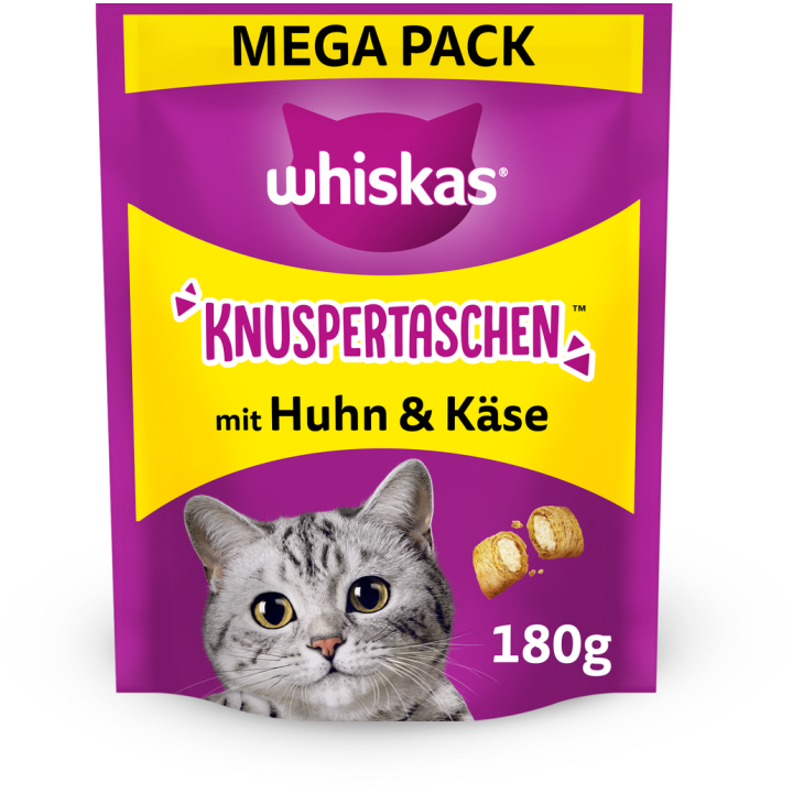 Whiskas Knuspertaschen Megapack mit Huhn und Käse - 180 g