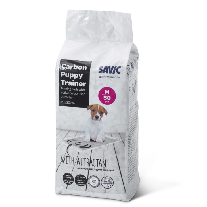 Savic Puppy Trainer Pads mit Aktivkohle - Medium: L 45 x B 30 cm, 50 Stück