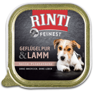 Rinti Feinest 150g Schale - Geflügel Pur+Lamm
