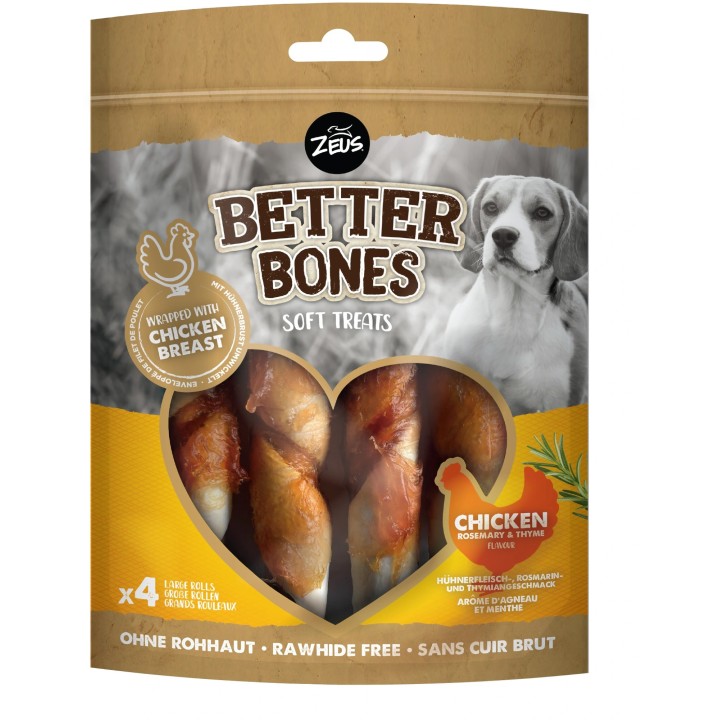 Zeus BetterBones - große Twists 12,5cm mit Huhn - 4.Stk