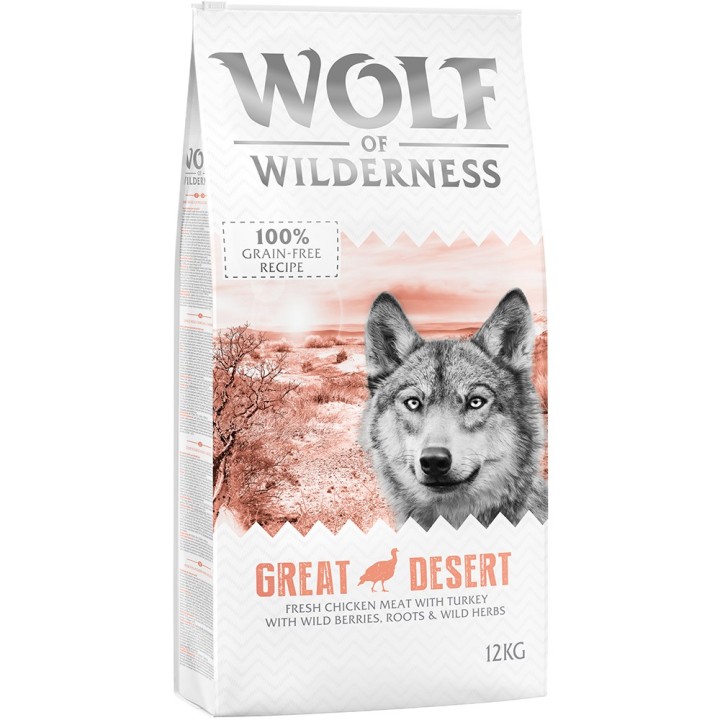 2 x 12 kg Wolf of Wilderness Trockenfutter - getreidefrei - Great Desert - Pute