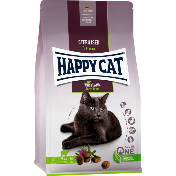 Happy Cat Trockenfutter Sterilised Weide Lamm - 1,3 kg