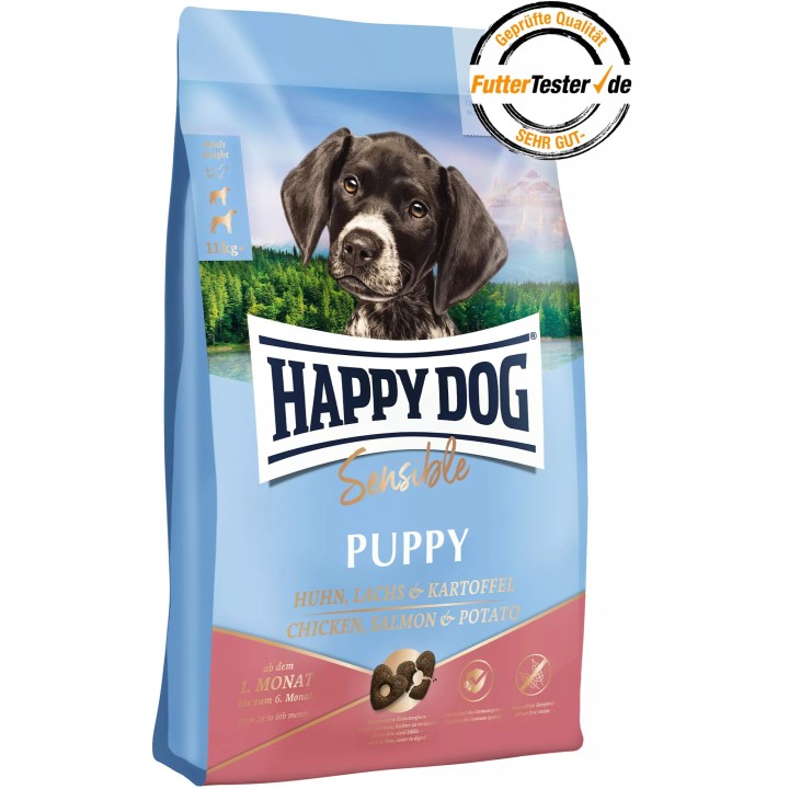 Happy Dog Trockenfutter Sensible Puppy Huhn, Lachs und Kartoffel - 1 kg