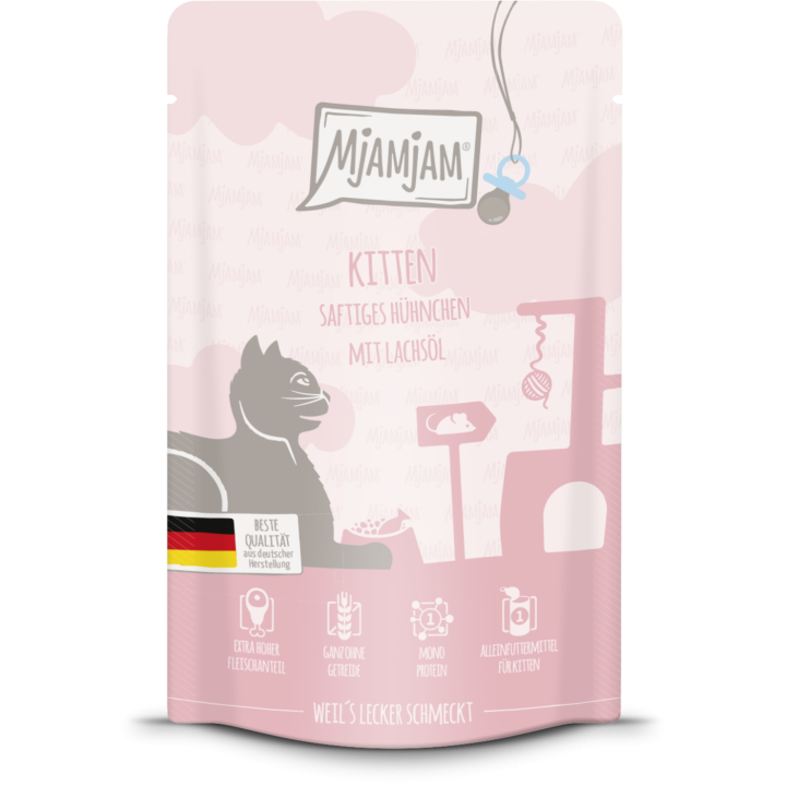 Mjamjam Kitten Huhn und Lachsöl Portionsbeutel - 125 g