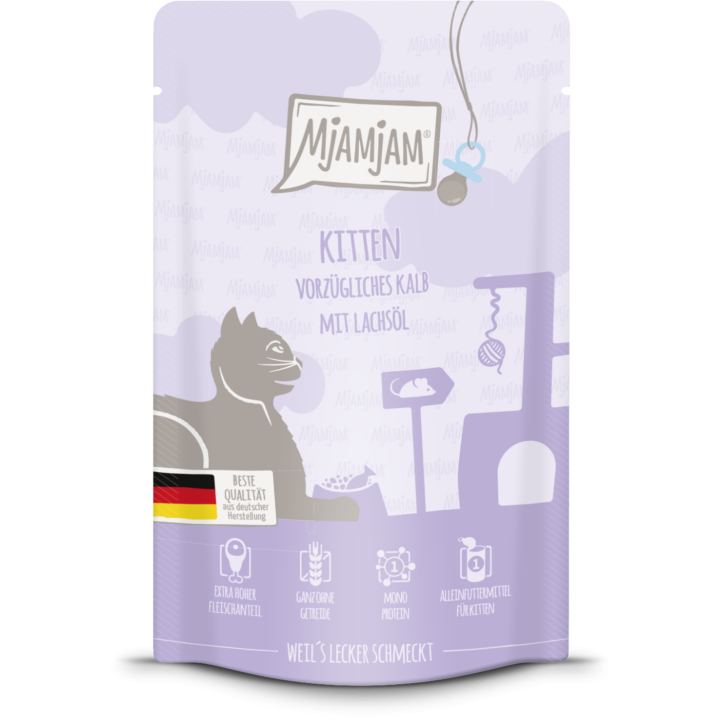 Mjamjam Kitten Kalb und Lachsöl Portionsbeutel - 125 g