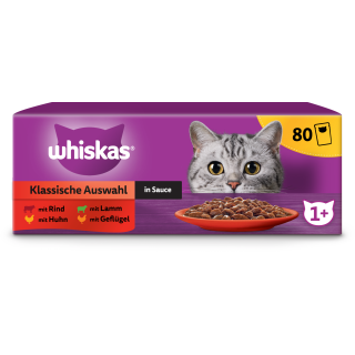 Whiskas Megapack 80x85g Klassische Auswahl in Sauce 1+ - 6.800 g