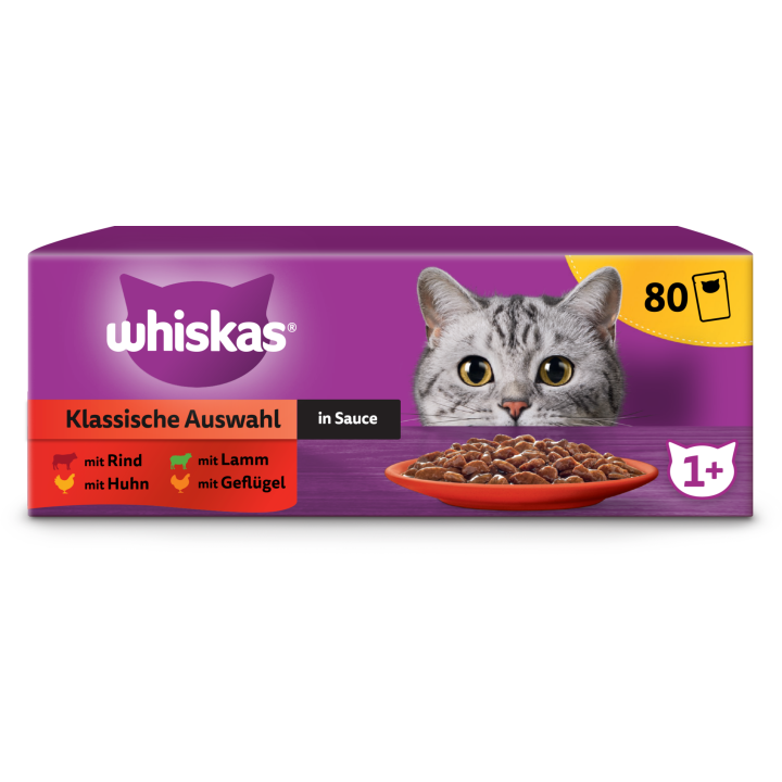 Whiskas Megapack 80x85g Klassische Auswahl in Sauce 1+ - 6.800 g