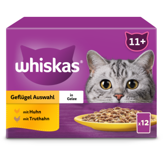 Whiskas Multipack 12x85g Geflügel Auswahl in Gelee 11+ - 1.020 g