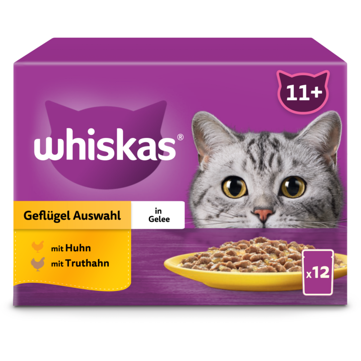 Whiskas Multipack 12x85g Geflügel Auswahl in Gelee 11+ - 1.020 g