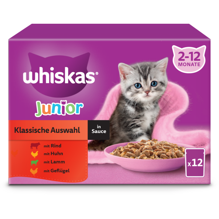 Whiskas Multipack 12x85g Klassische Auswahl in Sauce Junior - 1.020 g